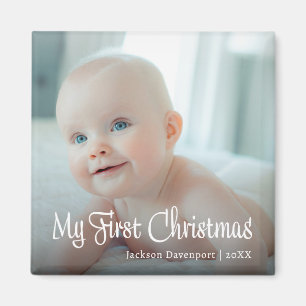 Aimant Mon premier Noël Photo Nom de bébé Année
