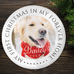 Aimant Mon premier Noël pour toujours Accueil Moderne Pho<br><div class="desc">Ce design simple et classique est composé de typographie serif et d'ajouter une photo personnalisée. "Mon premier Noël dans ma maison à jamais" encercle la photo personnalisée.</div>