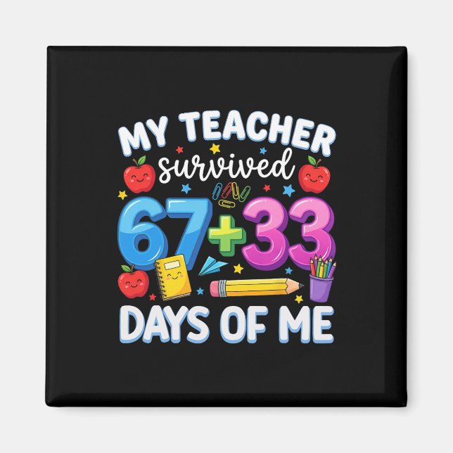Aimant Mon professeur a survécu 100 jours de moi drôle 67 (Devant)