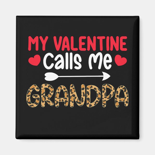 Aimant Mon Valentin m'appelle Grand-père Léopard Buffle (Devant)