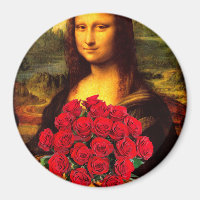 Mona Lisa Avec Bouquet De Roses Rouges