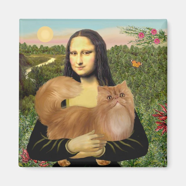 Aimant Mona Lisa - Chat Persan rouge (Devant)