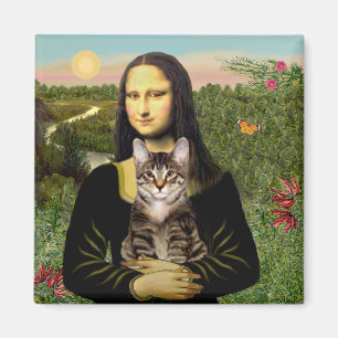 Aimant Mona Lisa - Chat tigré tabby marron