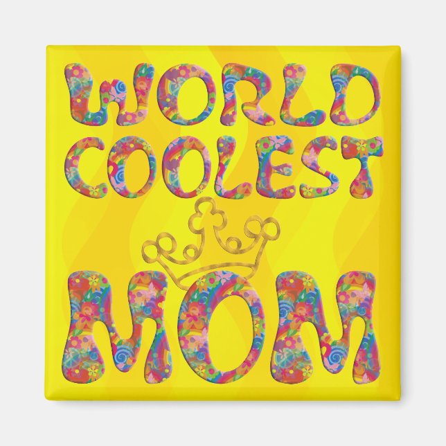 Aimant Monde Coolest Maman | ondes jaunes (Devant)