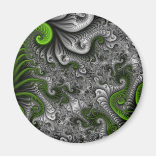 Aimant Monde Fantastique Art Fractal Abstrait Vert Et Gri