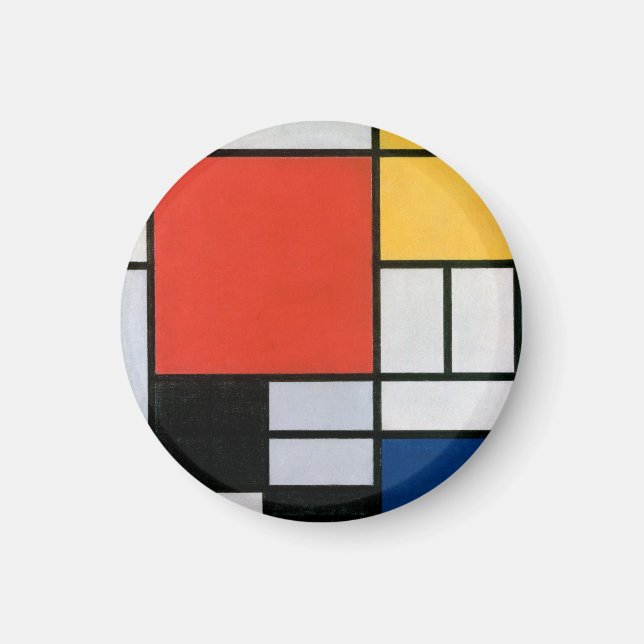 Aimant Mondrial Composition Rouge Jaune Bleu Noir (Devant)