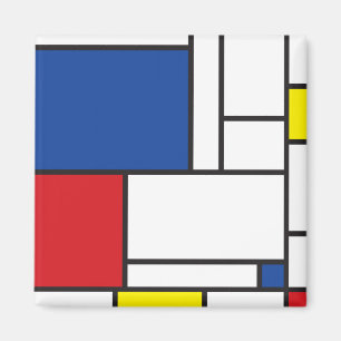 Aimant Mondrian Minimalist Geometric De Stijl Modern Art