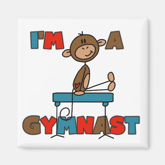 Aimant Monkey Je suis un T-shirts et cadeaux Gymnaste (Devant)