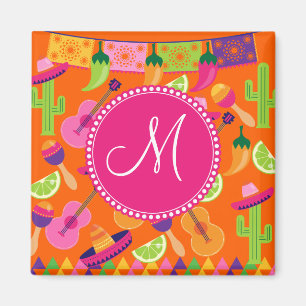 Aimant Monogram Fiesta Party Sombrero Cactus Lims Poivre
