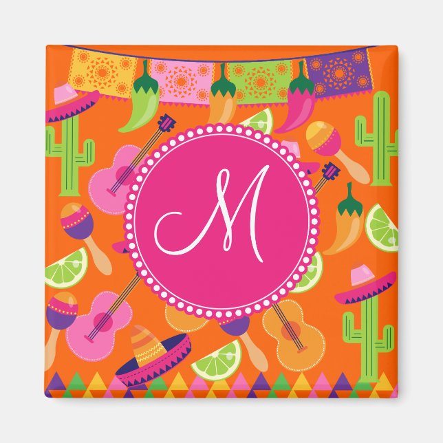 Aimant Monogram Fiesta Party Sombrero Cactus Lims Poivre (Devant)