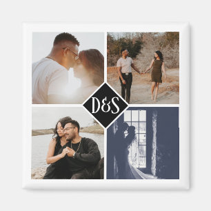 Aimant Monogramme 4 Photo personnalisée Collage personnal