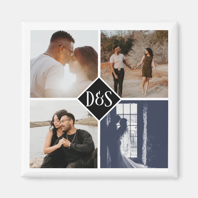 Aimant Monogramme 4 Photo personnalisée Collage personnal (Devant)