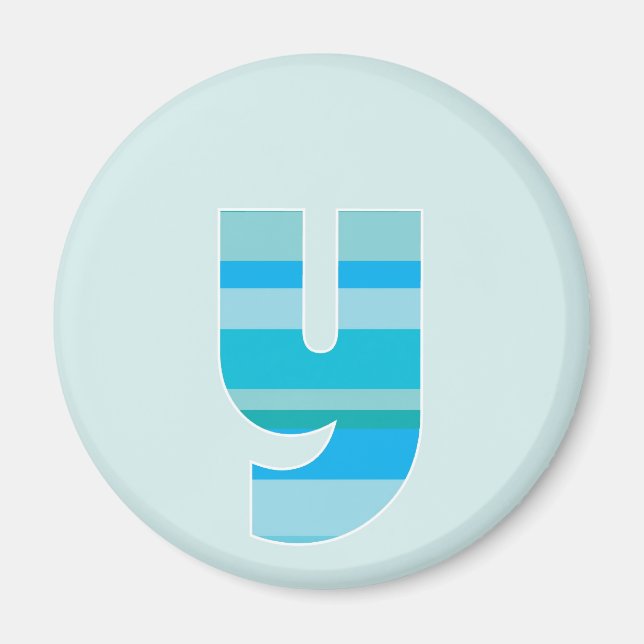Aimant Monogramme à rayures bleues - Lettre Y (Devant)