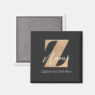 Aimant Monogramme avec initiale Z et nom personnalisé