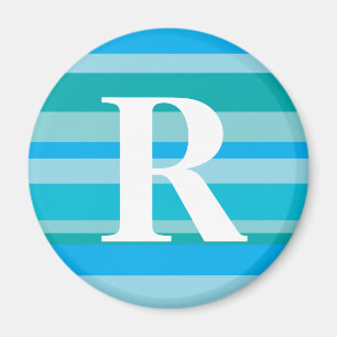 Aimant Monogramme avec un arrière - plan rayé coloré -
