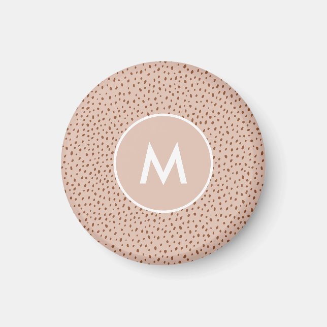 Aimant Monogramme beige tendance avec Boho en terre cuite (Devant)