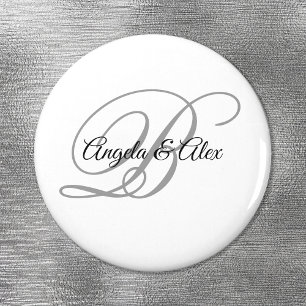 Aimant Monogramme blanc écriture fantaisie noir et gris c