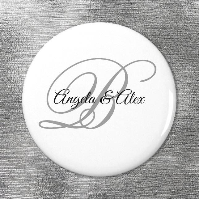 Aimant Monogramme blanc écriture fantaisie noir et gris c (Créateur téléchargé)