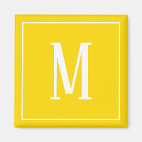 Monogramme blanc sur or jaune Carré magnétique