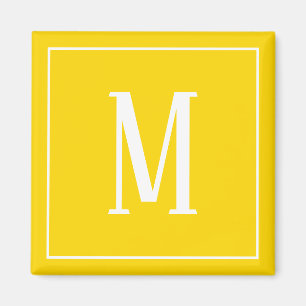 Aimant Monogramme blanc sur or jaune Carré magnétique