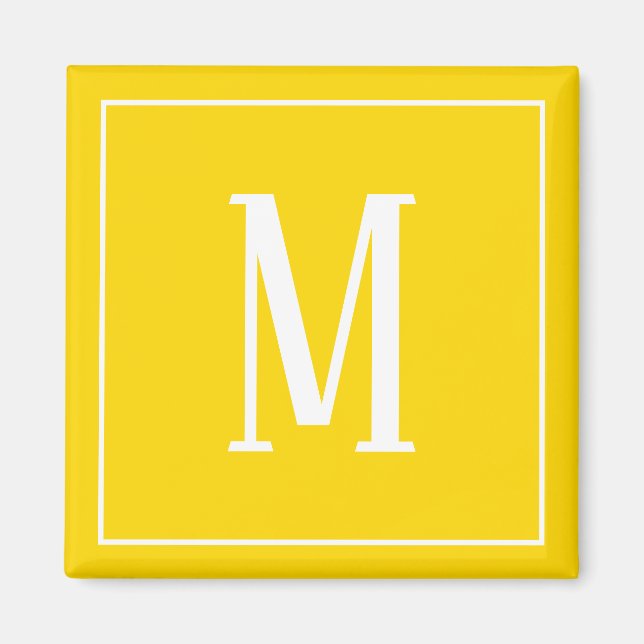 Aimant Monogramme blanc sur or jaune Carré magnétique (Devant)