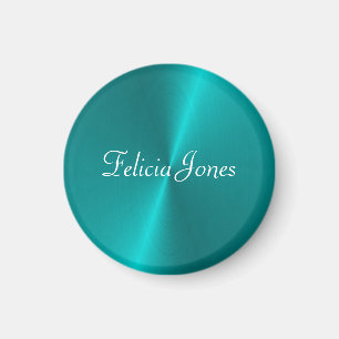 Aimant Monogramme bleu brillant en faux métal