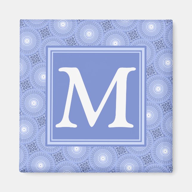 Aimant Monogramme bleu cercles motif (Devant)
