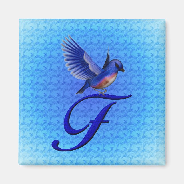 Aimant Monogramme bleu initial F (Devant)