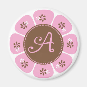 Aimant Monogramme Brown et rose A