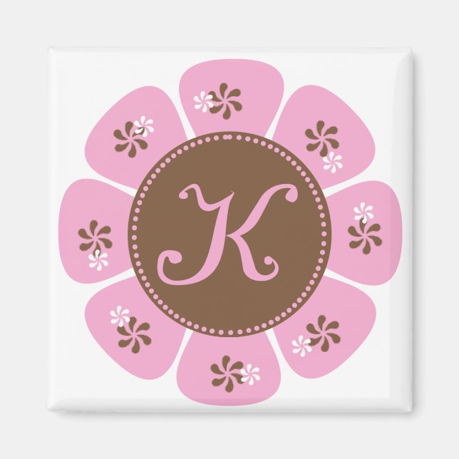 Aimant Monogramme Brown et rose K (Devant)