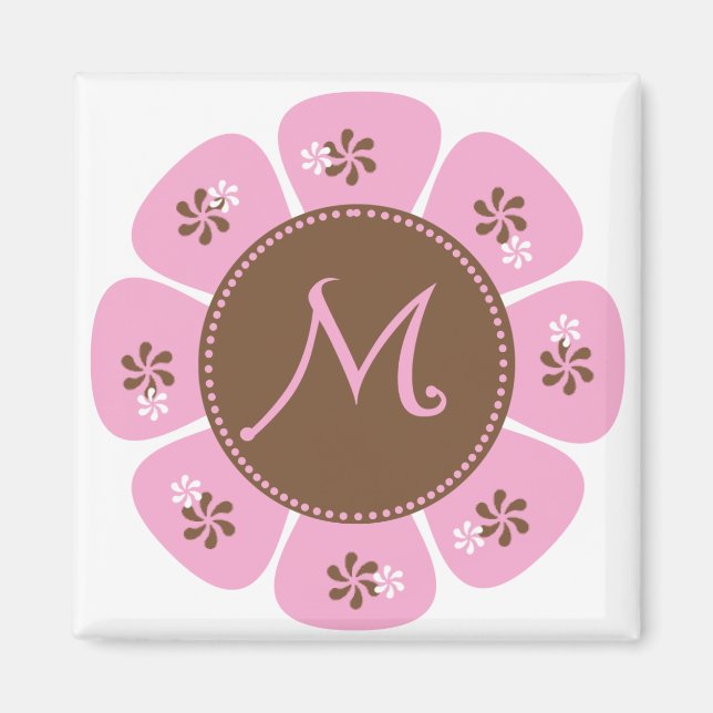 Aimant Monogramme Brown et rose M (Devant)