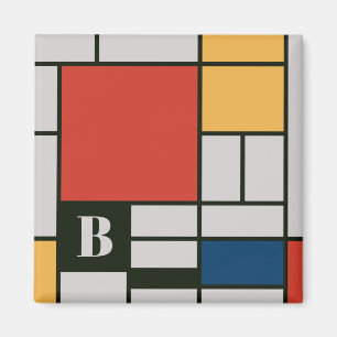 Aimant Monogramme Carré De Stijl Inspiré
