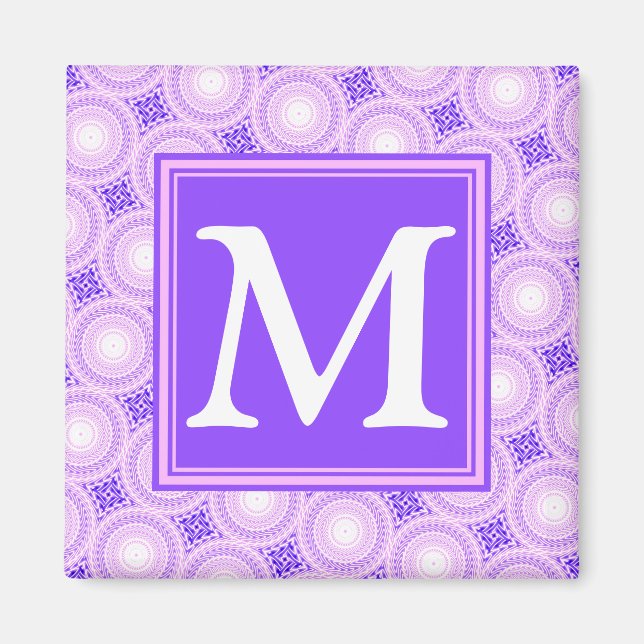 Aimant Monogramme cercles violets motif (Devant)