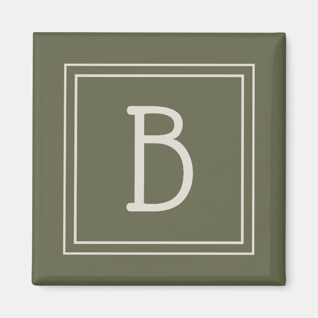 Aimant Monogramme côtier en mousse verte et initiale blan (Devant)
