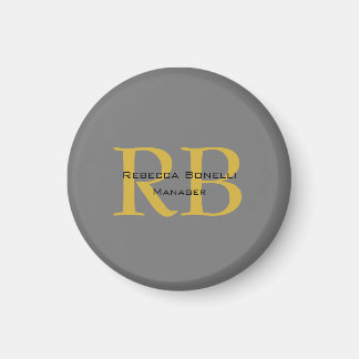 Aimant Monogramme couleur or gris moderne Ajouter un nom 