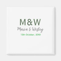 Monogramme couple gris vert moderne date romantiqu