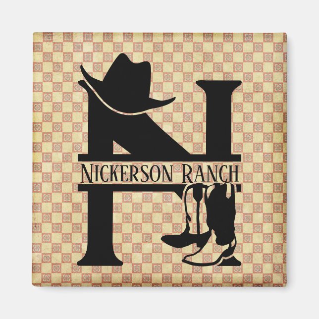 Aimant Monogramme Cowboy Partagé 'N' (Devant)