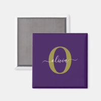 Monogramme customisé Nom du script Purple White Go