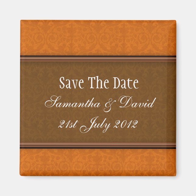 Aimant Monogramme Damas Brown Enregistrer La Date (Devant)