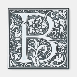 Aimant monogramme d'argent florissant - B