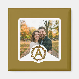 Aimant Monogramme d'Artisan Personnalisé A | Cadre en Boi