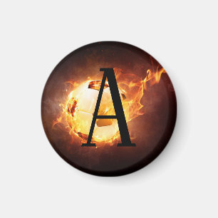 Aimant Monogramme de balle de football flamboyant