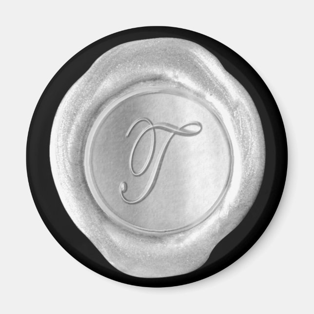 Aimant Monogramme de cire - Argent - Style de scri (Devant)