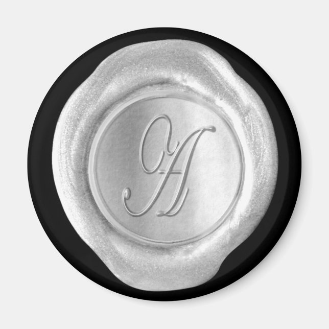 Aimant Monogramme de cire - Argent - Style de scri (Devant)