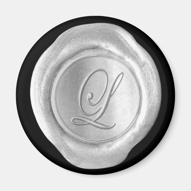 Aimant Monogramme de cire - Argent - Style de scri (Devant)