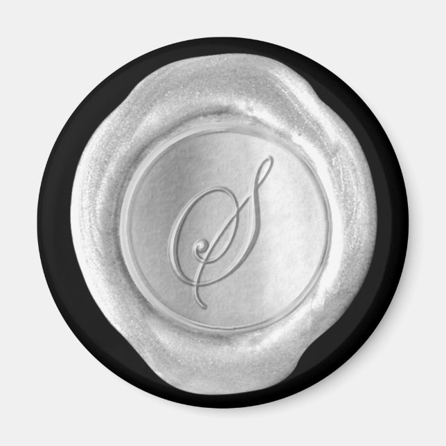 Aimant Monogramme de cire - Argent - Style de scri (Devant)