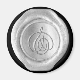 Aimant Monogramme de cire - Argent - Style de scri