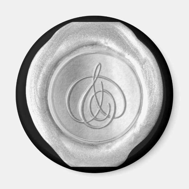 Aimant Monogramme de cire - Argent - Style de scri (Devant)