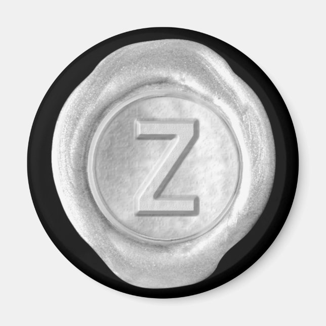 Aimant Monogramme de cire - Argent - Style gras - (Devant)