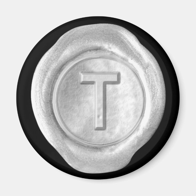 Aimant Monogramme de cire - Argent - Style gras - (Devant)